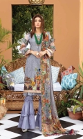 Exclusive Embroidered Lawn Embroidered Chiffon Dupatta Plain Trouser