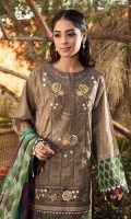 Printed Lawn Shirt Dyed Cambric Trouser Printed Chiffon Dupatta Embroiodered Neckline Organza Embroidered Border Organza