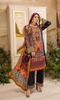Digital Printed and Embroidered Lawn front  Digital Printed Lawn Back  Digital Printed Lawn Sleeves  Digital Printed Lawn Dupatta  Schiffli Trouser