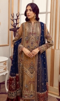 Embroidered Chiffon Front   0.8 MTR Embroidered Chiffon Back   0.8 MTR Dyed Chiffon Sleeves  0.66 MTR Embroidered Net Dupatta   2.5 Yard Dyed Raw Silk Trouser   2.5 Yard Embroidered Border For Front   0.8 MTR Embroidered Border For Back    0.8 MTR Embroidered Border For Sleeves   1 MTR Embroidered Motifs For Sleeves   2 PC 