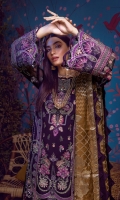 Embroidered Chiffon Front 0.8 MTR Embroidered Chiffon Back 0.8 MTR Embroidered Chiffon Sleeves 0.66 MTR Cotton Banarsi Shawl 2.5 Yard Dyed Raw Silk Trouser 2.5 Yard Embroidered Border For Front 0.8 MTR Embroidered Border For Back 0.8 MTR Embroidered Border For Sleeves 1 MTR