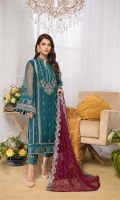 Embroidered Organza Shirt Embroidered Chiffon Dupatta Raw Silk Trouser Inner Included