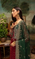 Schiffli Embroidered Chiffon Front 1.25 MTR Embroidered Chiffon Back 1.25 MTR Embroidered Chiffon Sleeves 0.66 MTR Embroidered Chiffon Dupatta 2.5 Yard Dyed Raw Silk Trouser 2.5 Yard Dyed Chiffon Panel For Blouse 1 Yard Embroidered Border 1 For Front 1.25 MTR Embroidered Border 2 For Front 1.25 MTR Embroidered Border For Back 1.25 MTR Embroidered Border 1 For Sleeves 1 MTR Embroidered Border 2 For Sleeves 1 MTR Embroidered Motifs For Front 2 PC Embroidered Front Body Panel 1 PC Embroidered Back Body Panel 1 PC