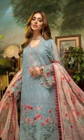 Schiffli Embroidered Chiffon Front 0.8 MTR Embroidered Chiffon Back 0.8 MTR Embroidered Chiffon Sleeves 0.66 MTR Embroidered Chiffon Dupatta 2.5 Yard Dyed Raw Silk Trouser 2.5 Yard Embroidered Patch And Motif For Front 1 PC Embroidered Border For Front 0.8 MTR Embroidered Patti For Back 0.8 MTR Embroidered Border For Sleeves 1 MTR Embroidered Patti For Sleeves 1 MTR Embroidered Patti For Neck 1.2 MTR