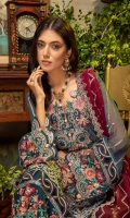 Schiffli Embroidered Chiffon Front 0.8 MTR Embroidered Chiffon Back 0.8 MTR Embroidered Chiffon Sleeves 0.66 MTR Embroidered Chiffon Dupatta 2.5 Yard Dyed Raw Silk Trouser 2.5 Yard Embroidered Motifs For Front 3 PC Embroidered Neckline 1 PC Embroidered Border For Front 0.8 MTR Embroidered Border For Back 0.8 MTR Embroidered Border For Sleeves 1 MTR