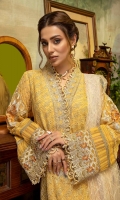 Schiffli Embroidered Chiffon Front 0.8 MTR Embroidered Chiffon Back 0.8 MTR Embroidered Chiffon Sleeves 0.66 MTR Embroidered Net Dupatta 2.5 Yard Dyed Raw Silk Trouser 2.5 Yard Embroidered Patch And Motif For Front 1 PC Embroidered Motifs For Sleeves 2 PC Embroidered Border For Front 0.8 MTR Embroidered Border For Back 0.8 MTR Embroidered Border For Sleeves 1 MTR Embroidered Neck Patti 1.2 MTR Embroidered Motifs For Dupatta 3 PC