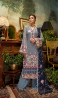 Schiffli Embroidered Chiffon Front 0.8 MTR Embroidered Chiffon Back 0.8 MTR Embroidered Chiffon Sleeves 0.66 MTR Embroidered Chiffon Dupatta 2.5 Yard Dyed Raw Silk Trouser 2.5 Yard Embroidered Patch And Motifs For Front 4 PC Embroidered Border For Front 0.8 MTR Embroidered Border And Patti For Sleeves 1 MTR Embroidered Neck Patti 1.2 MTR