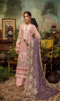 Schiffli Embroidered Chiffon Front 0.8 MTR Embroidered Chiffon Back 0.8 MTR Embroidered Chiffon Sleeves 0.66 MTR Embroidered Chiffon Dupatta 2.5 Yard Dyed Raw Silk Trouser 2.5 Yard Embroidered Patch And Motifs For Front 3 PC Embroidered Border For Front 0.8 MTR Embroidered Border For Sleeves 1 MTR Embroidered Motifs For Sleeves 2 PC Embroidered Border For Back 0.8 MTR Embroidered Neck Patti 1.2 MTR