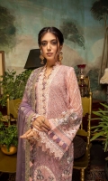 Schiffli Embroidered Chiffon Front 0.8 MTR Embroidered Chiffon Back 0.8 MTR Embroidered Chiffon Sleeves 0.66 MTR Embroidered Chiffon Dupatta 2.5 Yard Dyed Raw Silk Trouser 2.5 Yard Embroidered Patch And Motifs For Front 3 PC Embroidered Border For Front 0.8 MTR Embroidered Border For Sleeves 1 MTR Embroidered Motifs For Sleeves 2 PC Embroidered Border For Back 0.8 MTR Embroidered Neck Patti 1.2 MTR