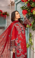 Schiffli Embroidered Lawn Front 1 YardDyed Lawn Back 1.25 MTREmbroidered Lawn Sleeves 0.66 MTRPaste Printed Cotton Trouser 2.5 YardEmbroidered Chiffon Dupatta 2.5 YardEmbroidered Motifs For Front 5 PCEmbroidered...