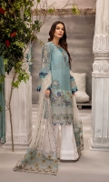 Schiffli Embroidered Lawn Front 1 YardDyed Lawn Back 1.25 MTRSchiffli Embroidered Lawn Sleeves 0.66 MTRPaste Printed Cotton Trouser 2.5 YardEmbroidered Net Dupatta 2.5 YardEmbroidered Patch For Front 1...