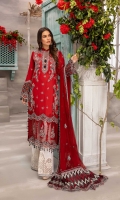 Schiffli Embroidered Lawn Front 1 YardDyed Lawn Back 1.25 MTREmbroidered Lawn Sleeves 0.66 MTRPaste Printed Cotton Trouser 2.5 YardEmbroidered Chiffon Dupatta 2.5 YardEmbroidered Motifs For Front 5 PCEmbroidered...