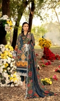 Digital Printed Lawn Front 1.25 MTR Digital Printed Lawn Back 1.25 MTR Digital Printed Lawn Sleeves 0.66 MTR Dyed Cotton Trouser 2.5 Yard Embroidered Chiffon Dupatta 2.5 Yard Embroidered Motifs For Front 2 PC Embroidered Border Set For Front 0.8 MTR Embroidered Border Set For Sleeves 1 MTR Embroidered Border For Trouser 1.2 MTR