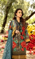 Digital Printed Lawn Front 1.25 MTR Digital Printed Lawn Back 1.25 MTR Digital Printed Lawn Sleeves 0.66 MTR Dyed Cotton Trouser 2.5 Yard Embroidered Chiffon Dupatta 2.5 Yard Embroidered Motifs For Front 2 PC Embroidered Border For Front 0.8 MTR Embroidered Border For Sleeves 1 MTR Embroidered Neck Patti 1.2 MTR Embroidered Border For Trouser 1.2 MTR