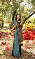 Digital Printed Lawn Front 1.25 MTR Digital Printed Lawn Back 1.25 MTR Digital Printed Lawn Sleeves 0.66 MTR Dyed Cotton Trouser 2.5 Yard Embroidered Chiffon Dupatta 2.5 Yard Embroidered Motifs For Front 2 PC Embroidered Border For Front 0.8 MTR Embroidered Border For Sleeves 1 MTR Embroidered Neck Patti 1.2 MTR Embroidered Border For Trouser 1.2 MTR