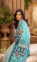 Embroidered Lawn Front1.2 MTR Embroidered Lawn Back1.2 MTR Embroidered Lawn Sleeves 0.66 MTR Dyed Cotton Trouser 2.5 Yard Embroidered Cotton NetDupatta 2.5 Yard Embroidered Border 1 For front 0.8 MTR Embroidered Border 2 For front 0.8 MTR Embroidered Border For Back 0.8 MTR Embroidered Border 1 For Sleeves 1 MTR Embroidered Border 2 For Sleeves 1 MTR Embroidered Border For Trouser 1.2 MTR