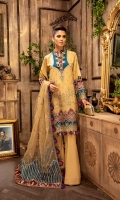 Embroidered Lawn Front 1.2 MTR Embroidered Lawn Back 1.2 MTR Embroidered Lawn Sleeves 0.66 MTR Dyed Cotton Trouser 2.5 Yard Embroidered Net Dupatta 2.5 Yard Embroidered Border1 For Front 0.8 MTR Embroidered Border 2 For Front 0.8 MTR Embroidered Border 3 For Front 0.8 MTR Embroidered Border For Back 0.8 MTR Embroidered Border1 For Sleeves 1 MTR Embroidered Border 2 For Sleeves 1 MTR Embroidered Border3 For Sleeves 1 MTR Embroidered Neck Frame1 (1 PC) Embroidered Neck Frame2 (1 PC)