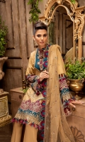 Embroidered Lawn Front 1.2 MTR Embroidered Lawn Back 1.2 MTR Embroidered Lawn Sleeves 0.66 MTR Dyed Cotton Trouser 2.5 Yard Embroidered Net Dupatta 2.5 Yard Embroidered Border1 For Front 0.8 MTR Embroidered Border 2 For Front 0.8 MTR Embroidered Border 3 For Front 0.8 MTR Embroidered Border For Back 0.8 MTR Embroidered Border1 For Sleeves 1 MTR Embroidered Border 2 For Sleeves 1 MTR Embroidered Border3 For Sleeves 1 MTR Embroidered Neck Frame1 (1 PC) Embroidered Neck Frame2 (1 PC)
