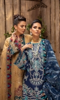 Embroidered Lawn Front Panel1 (1 PC) Embroidered Lawn Front Panel2 (1 PC) Embroidered Lawn Front Panel3 (1 PC) Embroidered Lawn Back 1.2 MTR Embroidered Lawn Sleeves 0.66 MTR Dyed Cotton Trouser 2.5 Yard Embroidered Cotton NetDupatta 2.5 Yard Embroidered Border1 For Front 0.8 MTR Embroidered Border2 For Front 0.8 MTR Embroidered Border For Back 0.8 MTR Embroidered Border1 For Sleeves 1 MTR Embroidered Border 2 For Sleeves 1 MTR Embroidered Border For Trouser 1.2 MTR