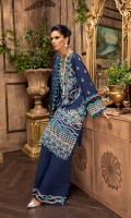 Embroidered Lawn Front Panel1 (1 PC) Embroidered Lawn Front Panel2 (1 PC) Embroidered Lawn Front Panel3 (1 PC) Embroidered Lawn Back 1.2 MTR Embroidered Lawn Sleeves 0.66 MTR Dyed Cotton Trouser 2.5 Yard Embroidered Cotton NetDupatta 2.5 Yard Embroidered Border1 For Front 0.8 MTR Embroidered Border2 For Front 0.8 MTR Embroidered Border For Back 0.8 MTR Embroidered Border1 For Sleeves 1 MTR Embroidered Border 2 For Sleeves 1 MTR Embroidered Border For Trouser 1.2 MTR