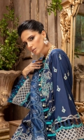 Embroidered Lawn Front Panel1 (1 PC) Embroidered Lawn Front Panel2 (1 PC) Embroidered Lawn Front Panel3 (1 PC) Embroidered Lawn Back 1.2 MTR Embroidered Lawn Sleeves 0.66 MTR Dyed Cotton Trouser 2.5 Yard Embroidered Cotton NetDupatta 2.5 Yard Embroidered Border1 For Front 0.8 MTR Embroidered Border2 For Front 0.8 MTR Embroidered Border For Back 0.8 MTR Embroidered Border1 For Sleeves 1 MTR Embroidered Border 2 For Sleeves 1 MTR Embroidered Border For Trouser 1.2 MTR
