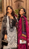 Embroidered Lawn Front 1.2 MTR Embroidered Lawn Back 1.2 MTR Embroidered Lawn Sleeves 0.66 MTR Embroidered Cotton Trouser 2.5 Yard Embroidered Organza Dupatta 2.5 Yard Embroidered Neckline1 PC Embroidered Border1 For Front 0.8 MTR Embroidered Lace Border For Front 0.8 MTR Embroidered Patti For Back 0.8 MTR Embroidered Border1 For Sleeves 1 MTR Embroidered Lace Border For Sleeves 1 MTR