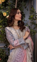 Schiffli Embroidered Chiffon Front 1.25 MTR Embroidered Chiffon Back 1.25 MTR Embroidered Chiffon Sleeves 0.66 MTR Embroidered Chiffon Dupatta 2.5 Yard Dyed Raw Silk Trouser 2.5 Yard Dyed Chiffon Panel For Blouse 1 Yard Embroidered Border1 For Front 1.25 MTR Embroidered Border2 For Front 1.25 MTR Embroidered Border For Back 1.25 MTR Embroidered Border1 For Sleeves 1 MTR Embroidered Border2 For Sleeves 1 MTR Embroidered Front Body Panel 1 PC Embroidered Back Body Panel 1 PC