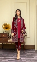 Velvet Embroidered Panel 1 For Front (0.4 MTR) Velvet Embroidered Panel 2 For Front (0.4 MTR) Plain Velvet Back (0.8 MTR) Velvet Embroidered Sleeves (0.66 MTR) Velvet Embroidered Trouser (2.5 Yard) Embroidered Net Dupatta (2.5 Yard) Velvet Embroidered Patti For Front (2 MTR) Velvet Embroidered Border For Front (0.8 MTR) Velvet Embroidered Border For Back (0.8 MTR) Velvet Embroidered Border For Sleeves (1 MTR)