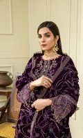 Embroidered Velvet Centre Panel For Front (0.33 MTR) Embroidered Velvet Side 1 Panel For Front (0.33 MTR) Embroidered Velvet Side 2 Panel For Front (0.33 MTR) Embroidered Velvet Sleeves (0.66 MTR) Plain Velvet Back (0.85 MTR) Dyed Raw Silk Trouser (2.5 Yard) Velvet Embroidered Shawl (2.5 Yard) Velvet Embroidered Border For Front (0.8 MTR) Velvet Embroidered Border For Back (0.8 MTR) Velvet Embroidered Border For Sleeves (1 MTR)