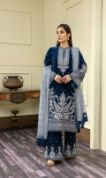 Velvet Embroidered Panel 1 For Front (0.4 MTR) Velvet Embroidered Panel 2 For Front (0.4 MTR) Plain Velvet Back (0.8 MTR) Velvet Embroidered Sleeves (0.66 MTR) Velvet Embroidered Trouser (2.5 Yard) Embroidered Net Dupatta (2.5 Yard) Velvet Embroidered Patti For Front (2 MTR) Velvet Embroidered Border For Front (0.8 MTR) Velvet Embroidered Border For Back (0.8 MTR) Velvet Embroidered Border For Sleeves (1 MTR)