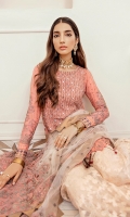 Embroidered Shirt Front 1 meter on Chiffon with handwork  Embroidered Shirt Back 1 meter on Chiffon  Embroidered Sleeves 0.75 meter on chiffon  Embroidered Sleeves Patch 1 meter on Grip  Embroidered Front and back Patch 2 meter on grip  Embroidered Dupatta 3 yard on net  Trouser 2.5 yard Jamawar   