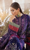 Embroidered Lawn Front: (1 meter) Embroidered Lawn Back: (1 meter) Embroidered Organza Border for Front/Back: (2 meter) Embroidered Lawn Sleeves: (0.75 meter) Embroidered Organza Dupatta: (3 yards) Cotton Trousers: (2.5 yard) Embroidered Organza Border for Trousers: (1 meter)