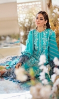 Embroidered Lawn Front: (1 meter)  Embroidered Lawn Back: (1 meter)  Embroidered Lawn Sleeves: (0.75 meter)  Embroidered Organza Border for Front/Back/Sleeves: (3 meter)  Embroidered Chiffon Dupatta: (2 yards)  Embroidered Organza Border: (2.5 yards)  Cotton Trousers: (2.5 yard)