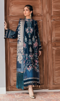 FRONT: 1.5 Meter Velvet - Embroidered  BACK: 1.5 Meter Velvet - Embroidered  SLEEVES:  0.75 Meter Velvet - Embroidered  FRONT/ BACK/ CHAK/ SLEEVES/ TROUSER BORDER: 11 Meter Velvet - Embroidered  DUPATTA: 2.5 Meter Jamawar  TROUSER'S: 2.5 Raw Silk