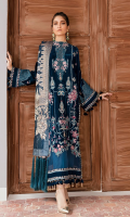 FRONT: 1.5 Meter Velvet - Embroidered  BACK: 1.5 Meter Velvet - Embroidered  SLEEVES:  0.75 Meter Velvet - Embroidered  FRONT/ BACK/ CHAK/ SLEEVES/ TROUSER BORDER: 11 Meter Velvet - Embroidered  DUPATTA: 2.5 Meter Jamawar  TROUSER'S: 2.5 Raw Silk