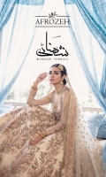 FRONT/ BACK YOKE: 0.75 Meter Net - Embroided  PANNELS: Net - Quantity - 14 - Embroided  FROCK BORDER: 4.5 Meter Organza - Embroided  SLEEVES: 0.75 Meter - Embroided  SLEEVES BORDER: 1 Meter Organza - Embroided  DUPATTA: 2 Meter Net - Embroided  DUPATTA BORDER: 1.25 Meter Jamawar - 2 Sided  DUPATTA BORDER FOUR SIDED: 7.5 Meter Organza - Embroided  TROUSER: 2.5 Meter Jamawar  TROUSER BORDER: 1 Meter - Embroided