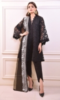 Indulge in '' Atfah '' Dip dyed pure black cotton net with delicate black embroidery. Paired with an embroidered monochrome pure organza dupatta. This two piece is timeless and elegant, perfect for luncheons or close GT's.