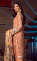 Embroidered Chiffon Front Embroidered Chiffon Back Embroidered Raw Silk Front and Back Hem (Border) (Pale Yellow) Embroidered Raw Silk Front and Back Hem (Border) (Light Blue) Embroidered Organza Neckline Finishing Embroidered Chiffon Sleeves Embroidered Organza Sleeve Patch Raw Silk Pants Digital Print Silk Dupatta