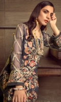 Embroidered Chiffon Centre Panel Embroidered Chiffon Side Panels Plain Chiffon Back Embroidered Raw Silk Front and Back Hem (Border) (Blue) Embroidered Raw Silk Front and Back Hem (Border) (Red) Embroidered Chiffon Sleeves Embroidered Raw Silk Sleeve Patch Raw Silk Pants Embroidered Chiffon Dupatta