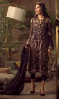 Embroidered Chiffon Front Embroidered Chiffon Back Embroidered Organza Front and Back Hem (Border) Embroidered Chiffon Sleeves Embroidered Organza Sleeve Patch Raw Silk Pants Embroidered Chiffon Dupatta