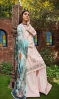 Embroidered Lawn Front Embroidered Lawn Back Embroidered Organza Front Hem (Border) Embroidered Lawn Sleeves Embroidered Organza Sleeve Patch Cotton Pants Digital Print Chiffon Dupatta
