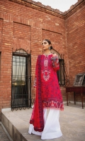 Embroidered Lawn Front Embroidered Lawn Back Embroidered Silk Front and Back Hem (Border) Embroidered Lawn Sleeves Embroidered Organza Sleeve Patch Cotton Pants Embroidered Chiffon Dupatta