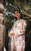 Embroidered Lawn Front Embroidered Lawn Back Embroidered Organza Front Hem (Border) Embroidered Lawn Sleeves Embroidered Organza Sleeve Patch Cotton Pants Digital Print Chiffon Dupatta