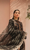 Embroidered Organza Front Embroidered Organza Neckline Finishing Embroidered Organza Back Embroidered Organza Front and Back Hem (Border) Embroidered Organza Sleeves Embroidered Organza Sleeve Patch Cotton Silk Lining Raw Silk Pants Organza Jacquard Dupatta Embroidered Organza Dupatta Border