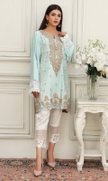 Aqua cotton net shirt with anchor embroidery. Comes with white pants.