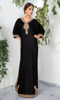 Look alluring and effortlessly chic in our black velvet embellished kaftan. *Shirt Length: 52