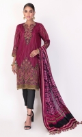 Shirt: Yarn Dyed Shirt 3 Meters Fully Embroidered Shirt Embroidered Sleeves Embroidered Borders For Daaman And Back Embroidered Neckline On Organza Fabric: Yarn Dyed  Dupatta: Printed Cotton Silk Dupatta Fabric: Cotton Silk  Trousers: Dyed Cambric Trousers Fabric: Cambric