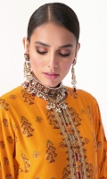 Shirt: Jacquard Shirt 3.12 Meters Lace For Sleeves - 1 Meter Lace For Daaman - 1 Meter Neckline On Organza Fabric: Jacquard  Dupatta: Printed Cotton Silk Dupatta Fabric: Cotton Silk  Trousers: Dyed Cambric Trousers Fabric: Cambric