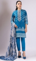 3 Pc Embroidered Lawn Suit With Silk Dupatta