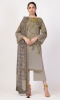 3 Pc Printed Lawn Suit With Poly Net Dupatta